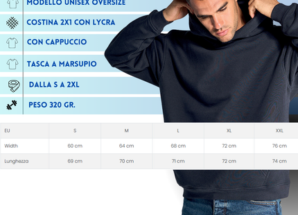 Felpa Unisex Oversize con cappuccio | Cod. SWKNGOVER