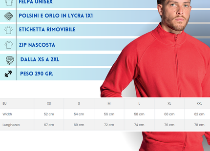 Felpa Unisex a zip intera | Cod. SWRAFUZIP