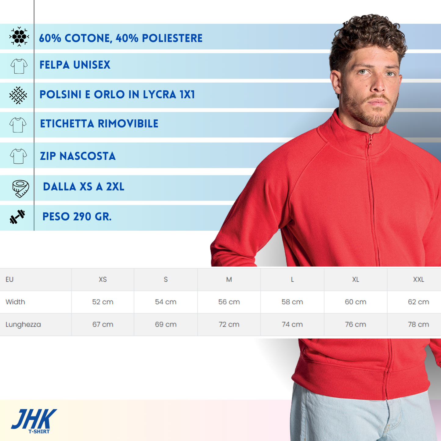 Felpa Unisex a zip intera | Cod. SWRAFUZIP