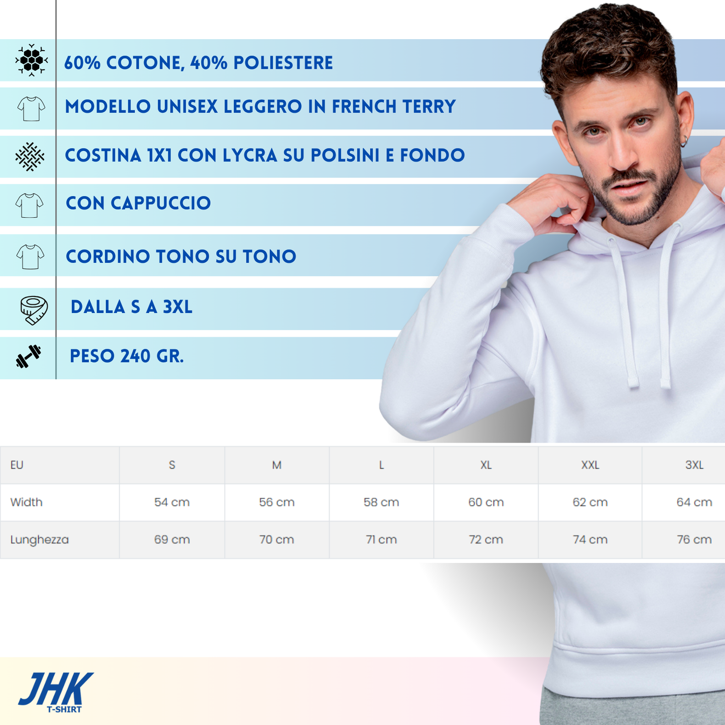 Felpa Unisex leggera con cappuccio | Cod. SWRAFUZIP (Copia)