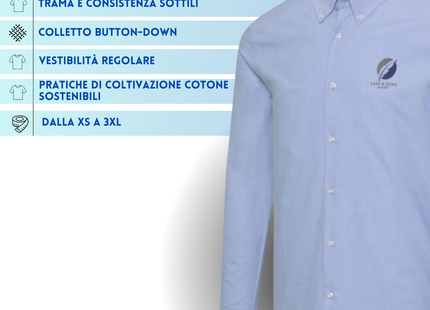 Camicia ricamata classica Oxford da uomo | Cod. 39500500