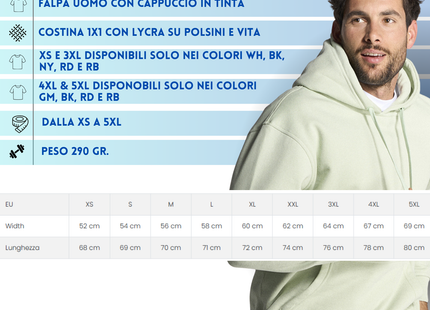Felpa unisex personalizzata con cappuccio 62 colorazioni | Cod. SWRAKNG
