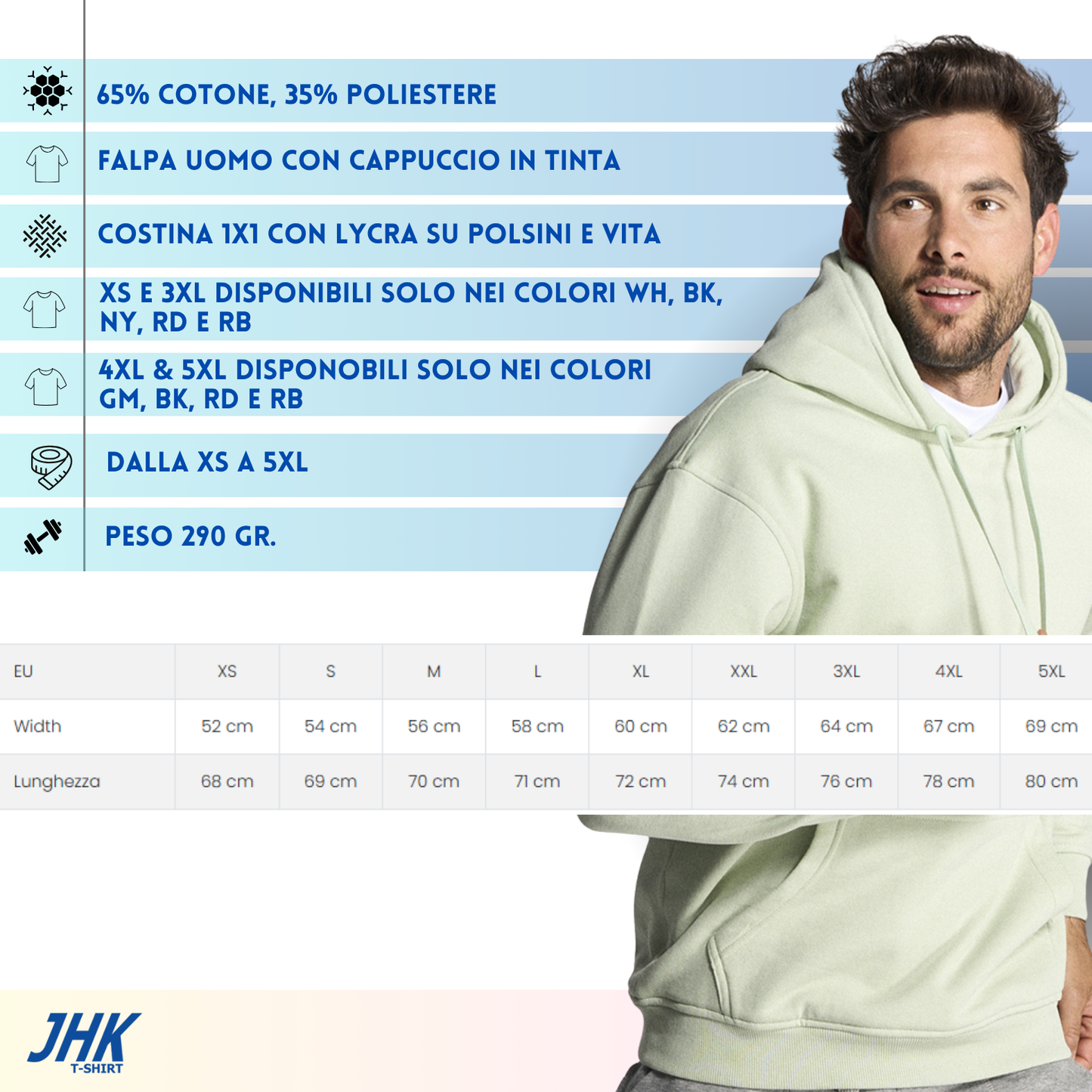 Felpa unisex personalizzata con cappuccio 62 colorazioni | Cod. SWRAKNG