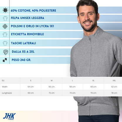 Felpa Unisex leggera a zip intera | Cod. SWFUZIP240