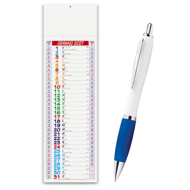Kit 100 calendari 2027 + 100 penne - Modello Smart