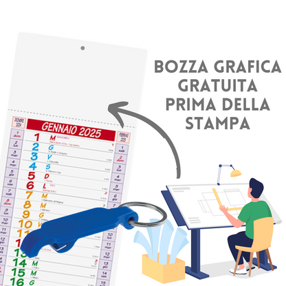 Kit Calendario 2025 + portachiavi apribottiglia | Cod. Kit Open