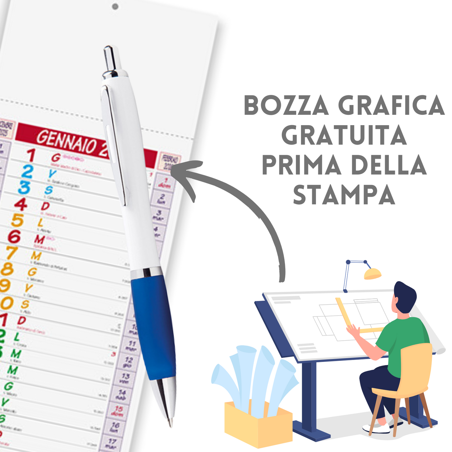 Kit Calendario 2026 + Penna Personalizzati | Cod. Kit Smart