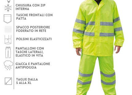 Completo antipioggia ad alta visibilità personalizzato | Cod. RER216X