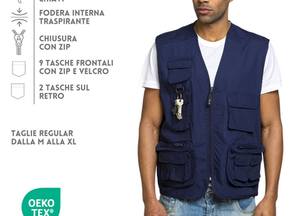 Gilet multitasche personalizzato PM811