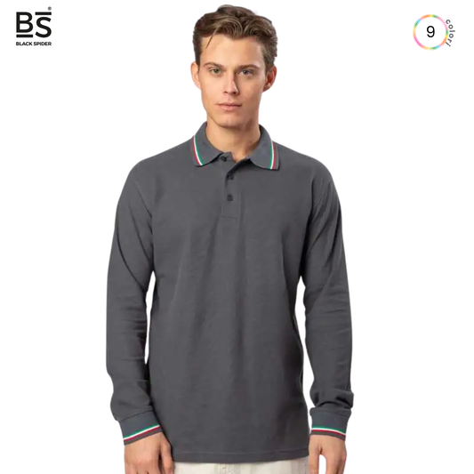 Polo a manica lunga con tricolore | Cod. BS211