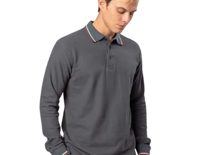 Polo a manica lunga con tricolore | Cod. BS211