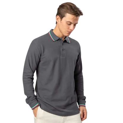 Polo a manica lunga con tricolore | Cod. BS211