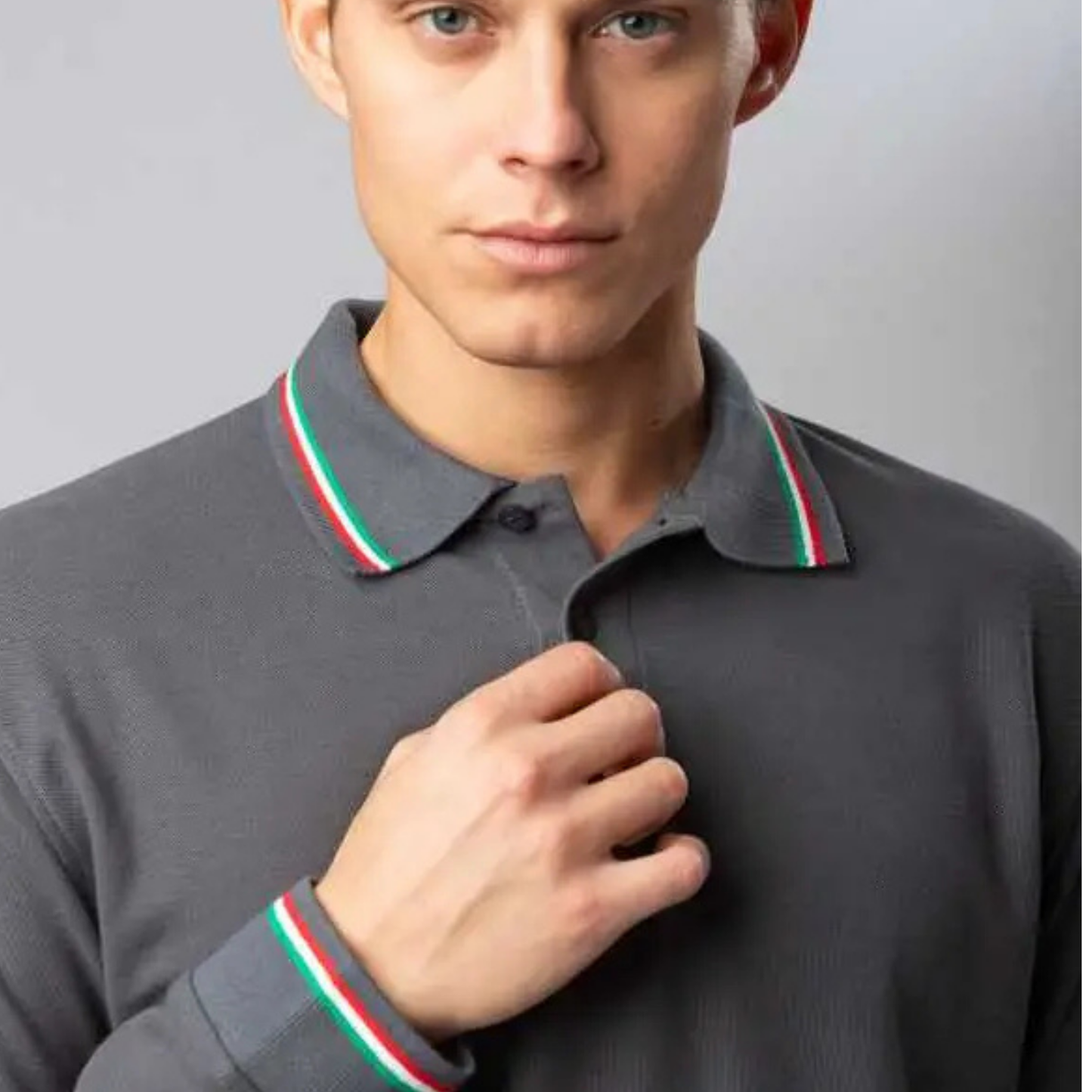 Polo a manica lunga con tricolore | Cod. BS211