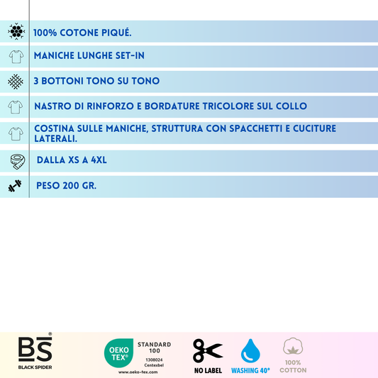 Polo a manica lunga con tricolore | Cod. BS211