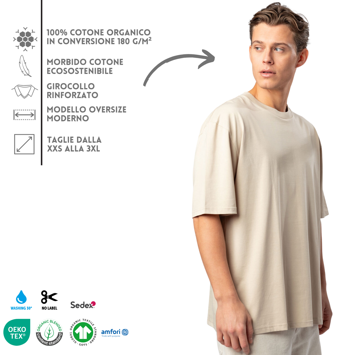 Magliette personalizzate oversize organic | Cod. BS053