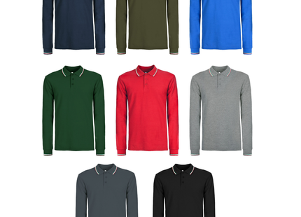 Polo a manica lunga con tricolore | Cod. BS211