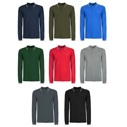 Polo a manica lunga con tricolore | Cod. BS211