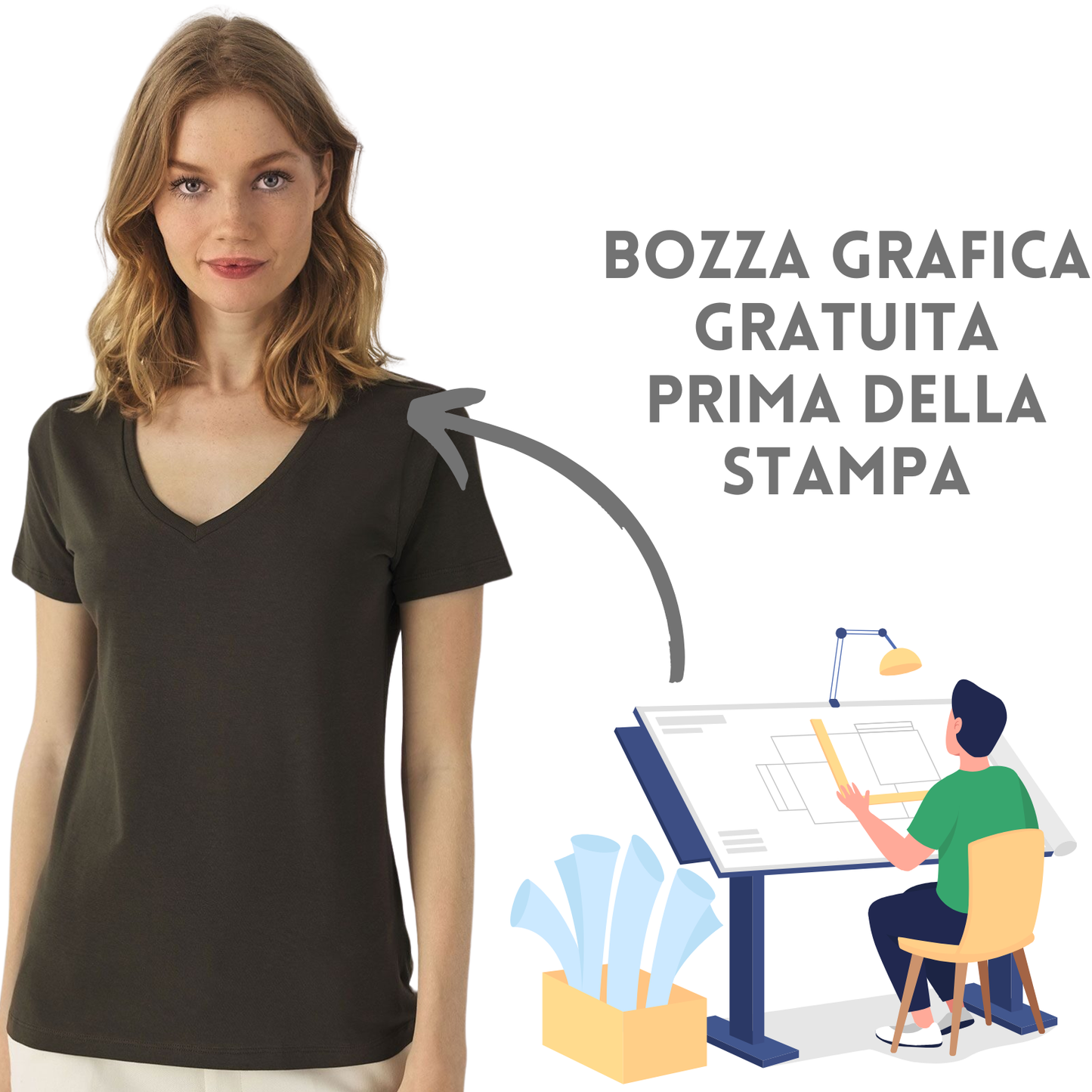 Magliette donna in cotone organico personalizzate | Cod. BCTW045