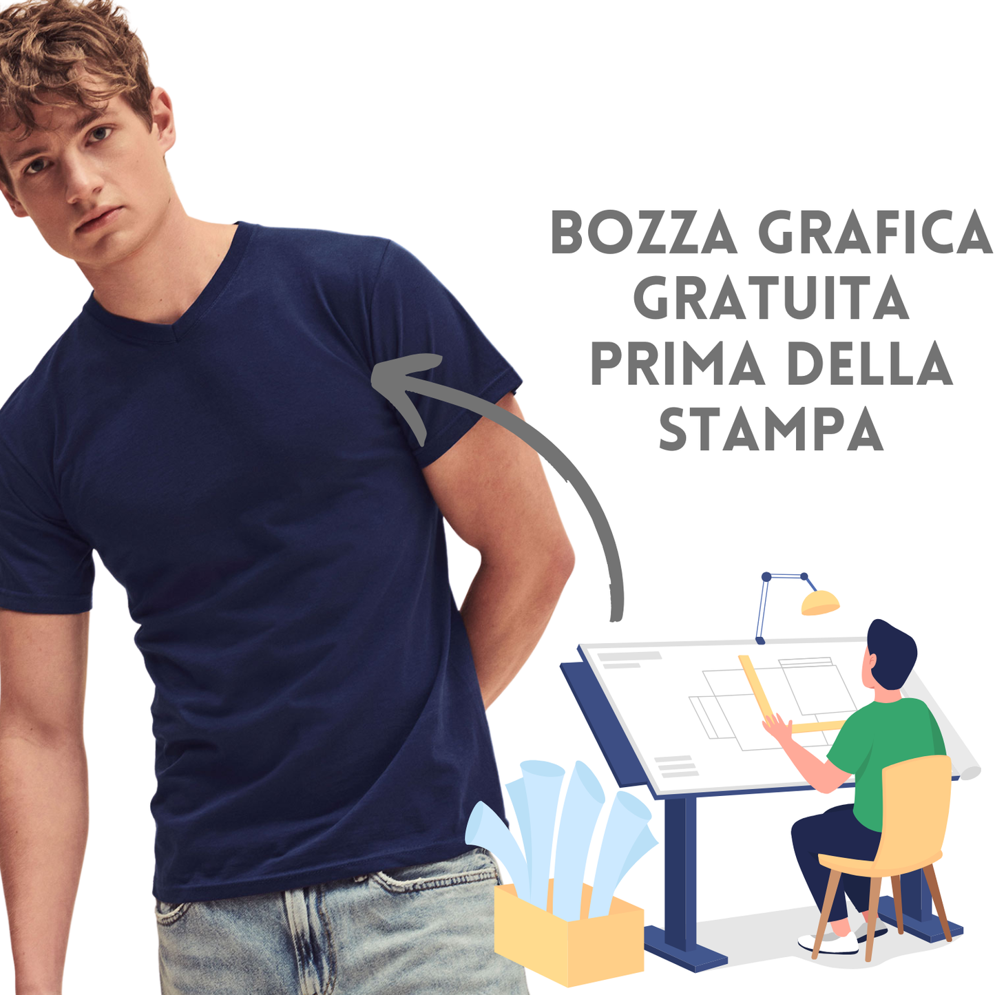 Magliette personalizzate a V Fruit Of The Loom | Cod. FR610660