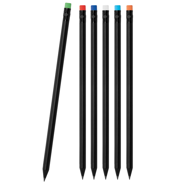Matite personalizzate nere con gommino