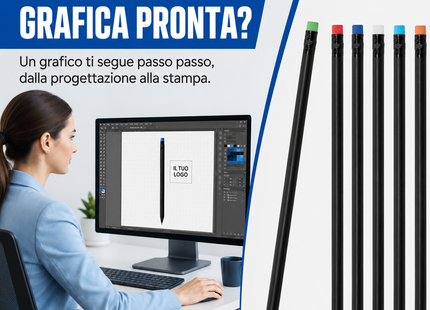 Matite personalizzate nere con gommino