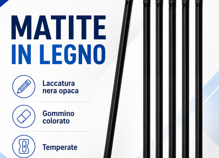 Matite personalizzate nere con gommino