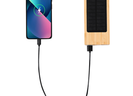 Power Bank solare in bambù personalizzato | Cod. 20859