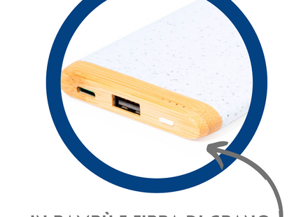 Power Bank ecologico in bambò e fibra di grano 5.000 mAh | Cod. 21219