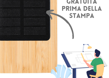 Power Bank solare in bambù personalizzato | Cod. 20859
