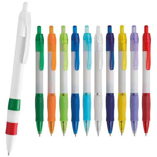 Stock 250 pz penne grip bianca personalizzate | Cod. PD388