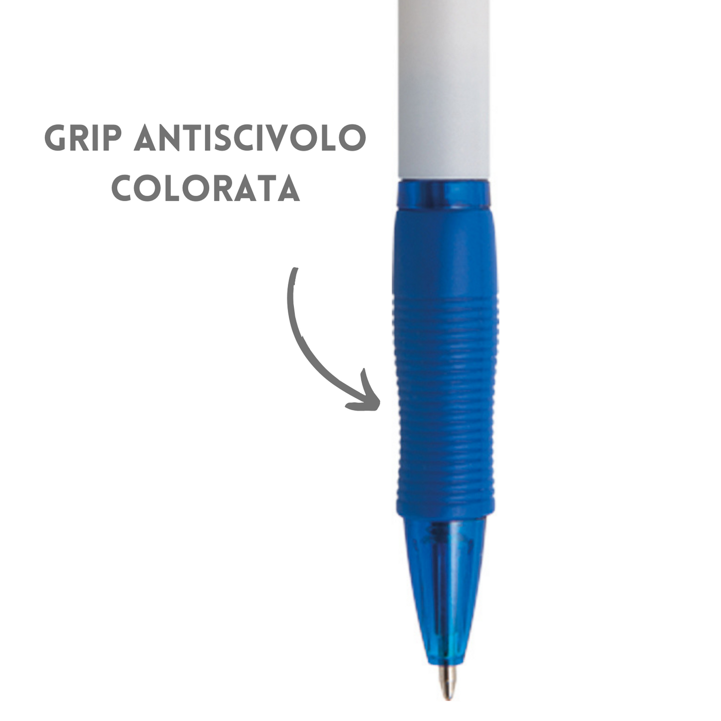 Stock 250 pz penne grip bianca personalizzate | Cod. PD388