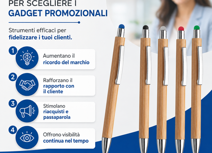 Penne personalizzate ecologiche in Bamboo + Touch