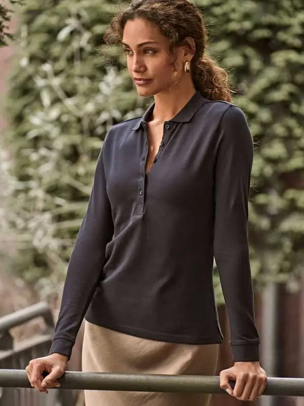 Polo personalizzabile Ladies Luxury Stretch Long Sleeve Polo TJ146 - TJ146-01.jpg