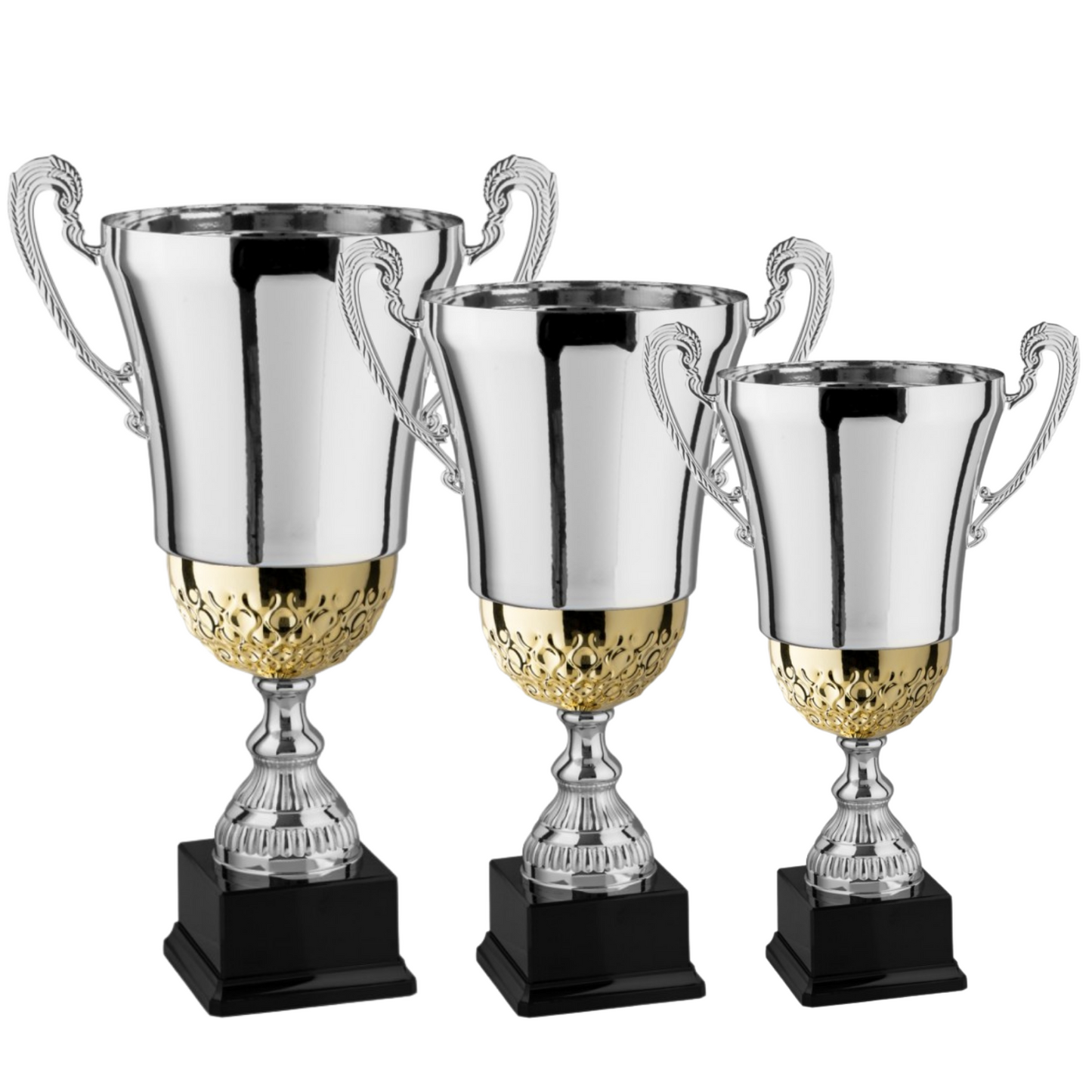 Tris di trofei personalizzati con manici 58 - 51 - 46 cm | Cod. 2.491G