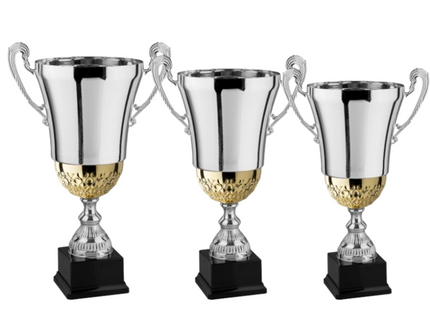 Tris di coppe trofeo personalizzate