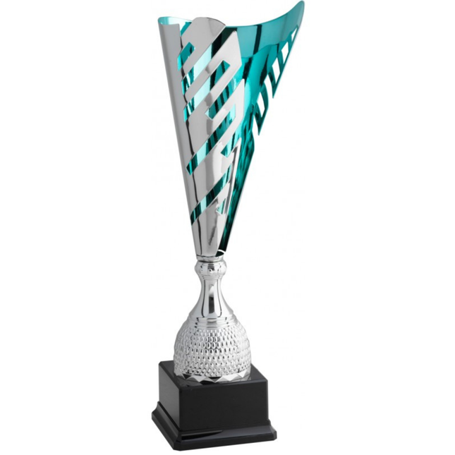 Trofeo in metallo da 45 cm, peso da 0,8 Kg colore acquamarina | Cod. 4.502