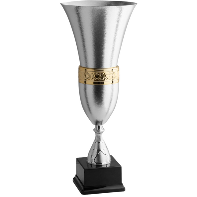 Trofeo moderno lavorazione ruvida e gradone dorato 58 cm | Cod. 2.411