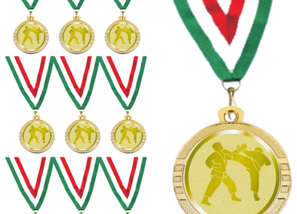 Medaglie competizioni Karate in stock personalizzate 32 mm oro | Cod. 23.00.32.KA