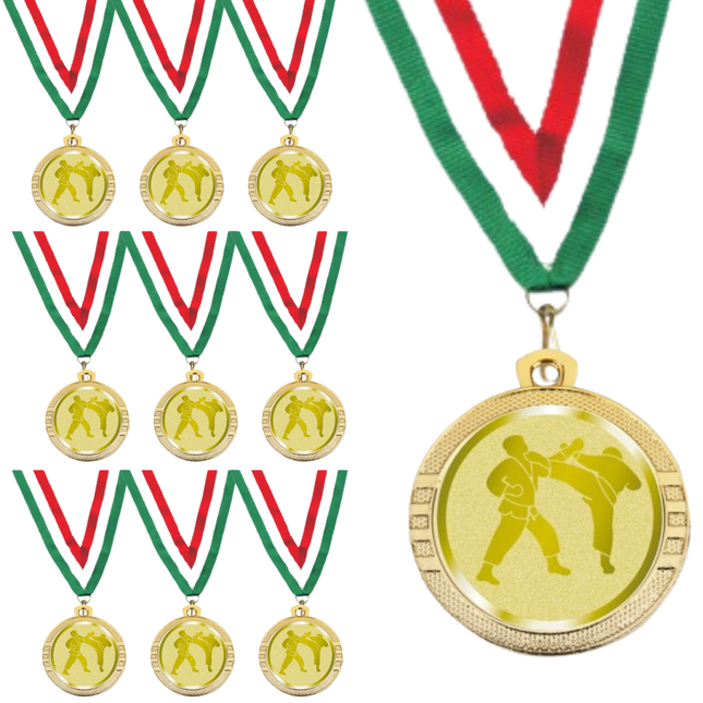 Medaglie competizioni Karate in stock personalizzate 32 mm oro | Cod. 23.00.32.KA