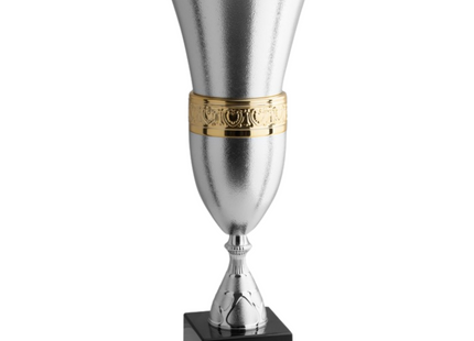 Trofeo moderno lavorazione ruvida e gradone dorato 55 cm | Cod. 2.412