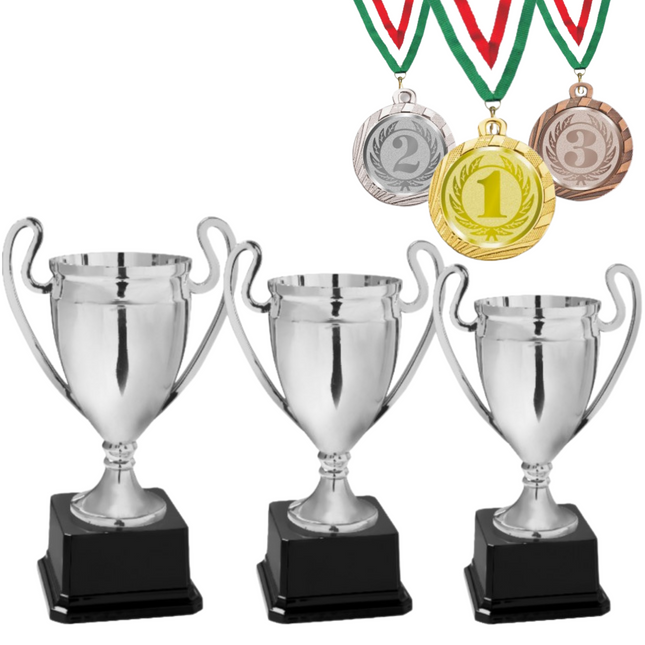 Set completo 3 coppe + 3 medaglie 1°, 2°, 3° posto | Cod. 12.299-M