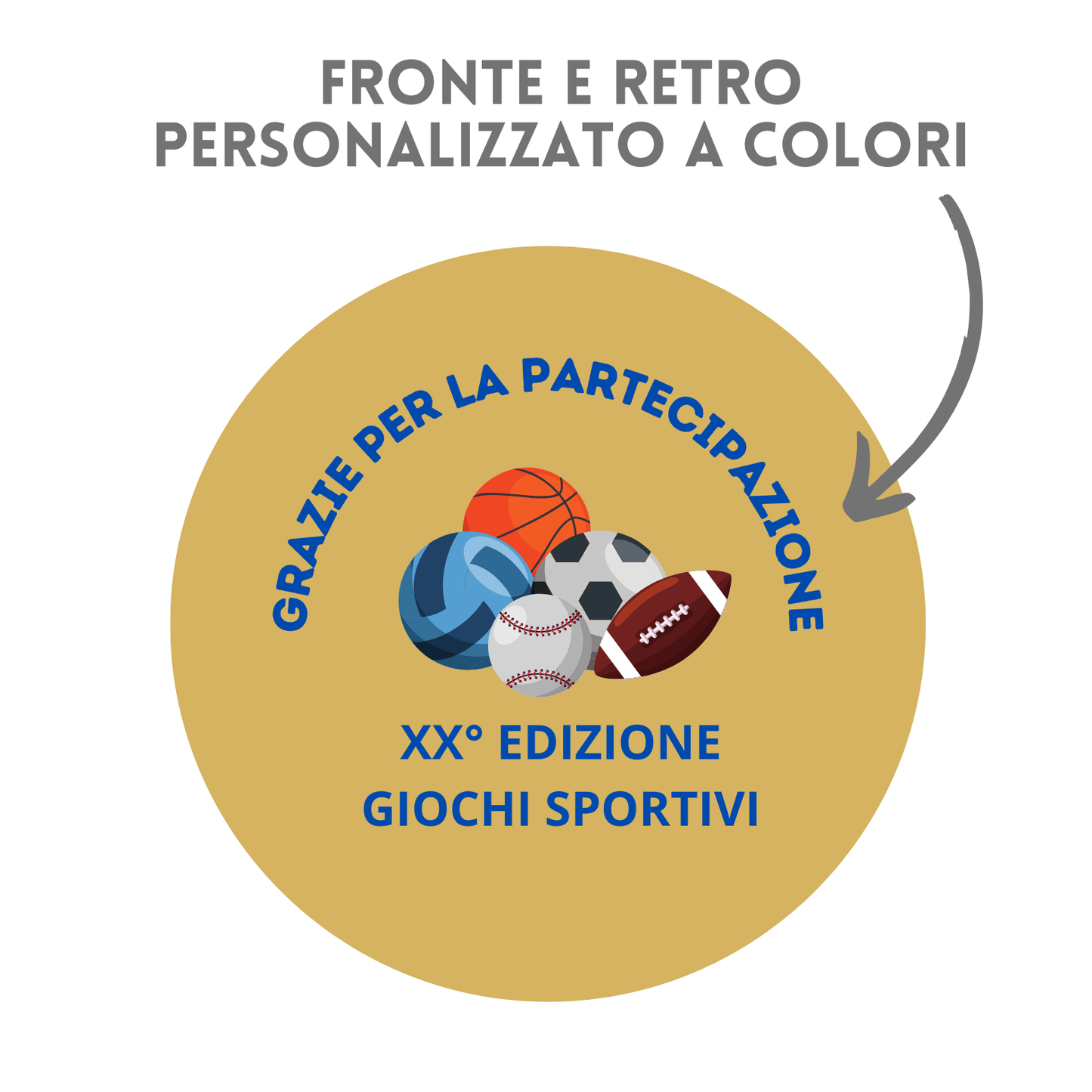 Medaglie personalizzate fronte e retro in stock personalizzate 32 mm oro | Cod. 23.003.65G
