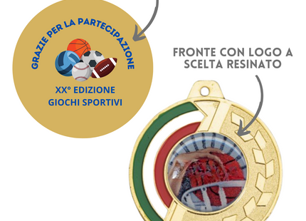 Medaglie personalizzate con logo resinato 50 mm oro | Cod. 22.305.62G