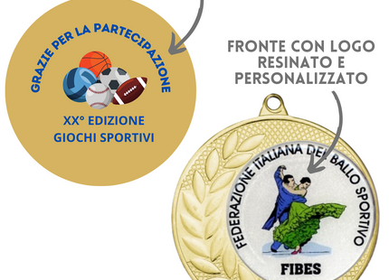 Medaglie personalizzate con logo resinato 70 mm oro | Cod. 22.307.69G
