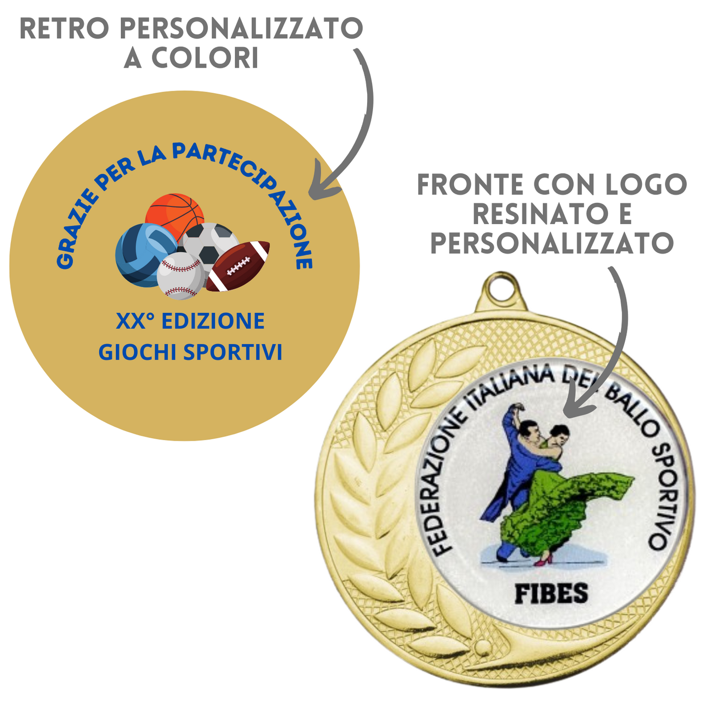 Medaglie personalizzate con logo resinato 70 mm oro | Cod. 22.307.69G