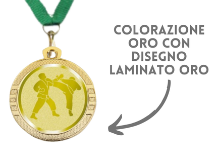 Medaglie competizioni Karate in stock personalizzate 32 mm oro | Cod. 23.00.32.KA