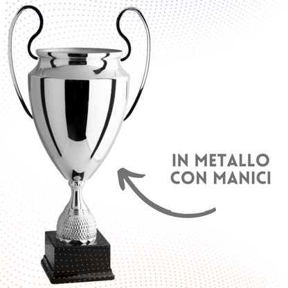 Trofeo con manici 46 cm da 1,5 Kg stile Champions League in metallo | Cod. 1.004