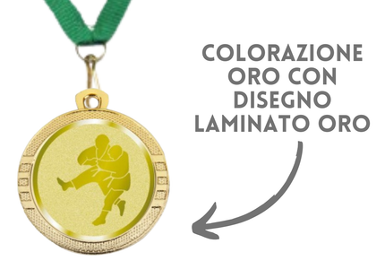 Medaglie competizioni Judo in stock personalizzate 32 mm oro | Cod. 23.00.32.JU