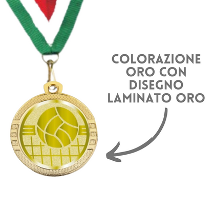 Medaglie Pallavolo in stock personalizzate 32 mm oro | Cod. 23.001.1VO