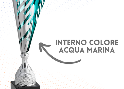 Trofeo in metallo da 49 cm, peso da 1,2 Kg colore acquamarina | Cod. 4.501